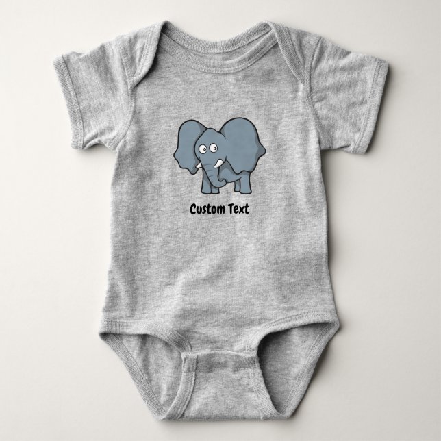 Body Para Bebê Cinza Elefante Bebê Roupa (Frente)
