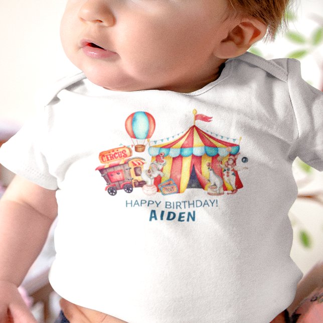 Body Para Bebê Circo do Carnaval Grande Toldo Azul Aniversário (Criador carregado)