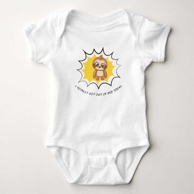 Body Para Bebê Citação Engraçada Personalizada | Sloth Modelo Uni (Frente)