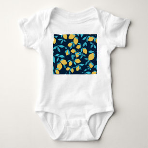 Body Para Bebê Citros simples: limões em azul.