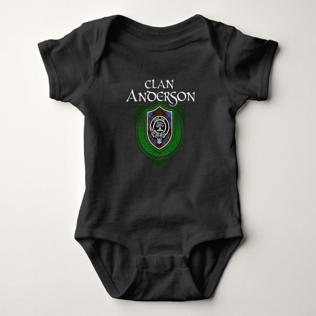Body Para Bebê Clan Anderson Scottish Family Crest Tartan Baby  (Frente)