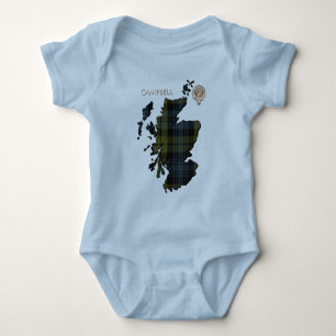 Body Para Bebê Clan Campbell Crest & Tartan Map