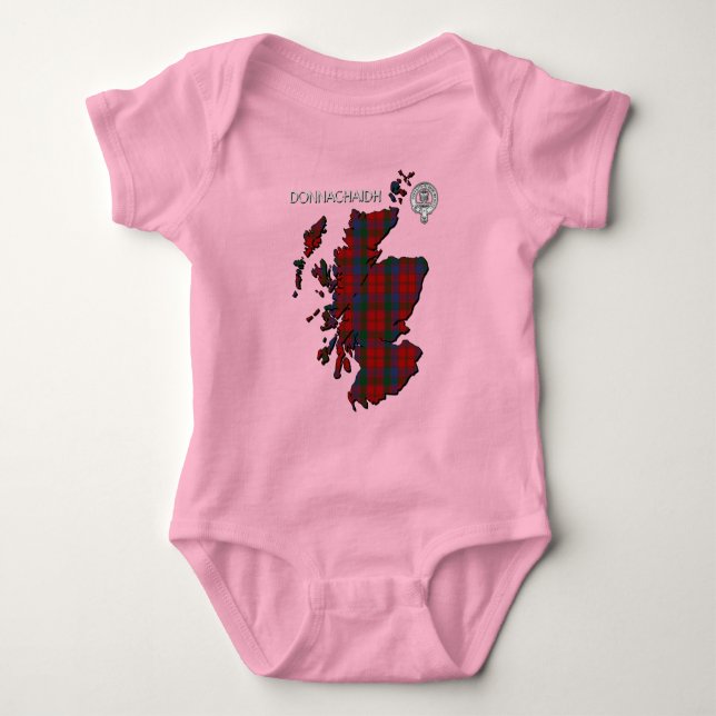 Body Para Bebê Clan Donnachaidh (Robertson) Crest & Tartan (Frente)
