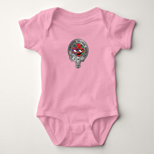 Body Para Bebê Clan Donnachaidh | Robertson Crest & Tartan Baby B (Frente)