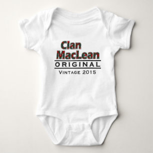 Body Para Bebê Clan MacLean Vintage Personaliza seu aniversário
