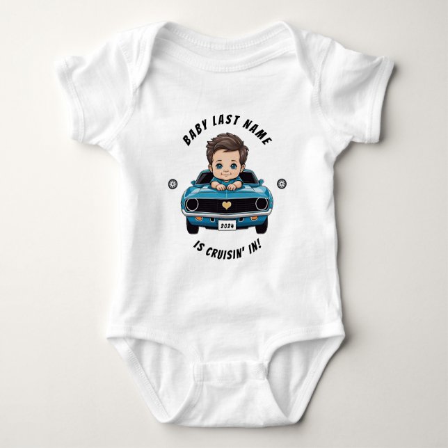 Body Para Bebê Clássico Race Car Baby Boy Cruisin (Frente)