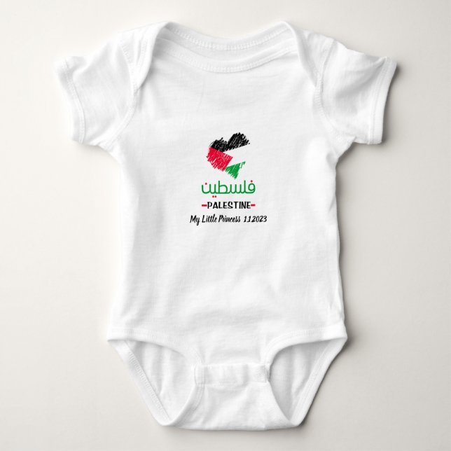 Body Para Bebê Cliente Bebê Palestina coração (Frente)