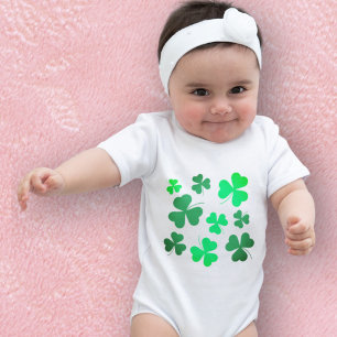 Body Para Bebê Clover Shamrock Dia de São Patrício verde irland