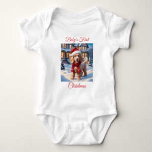 Body Para Bebê Cocker Spaniel no Primeiro Natal do Bebê