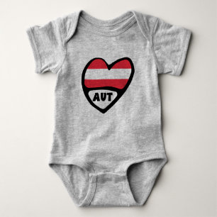 Body Para Bebê Código do País Áustria Sinalizador Heart AUT
