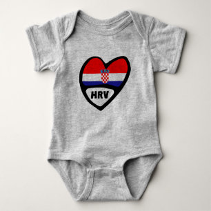 Body Para Bebê Código do país Croácia Flag Heart Hrvatska HRV