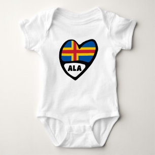 Body Para Bebê Código do País das Ilhas Åland Flag Heart