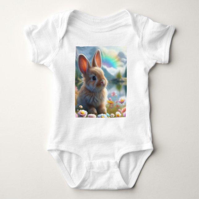 Body Para Bebê Coelhinho Adorável em um Lago Encantado (Frente)
