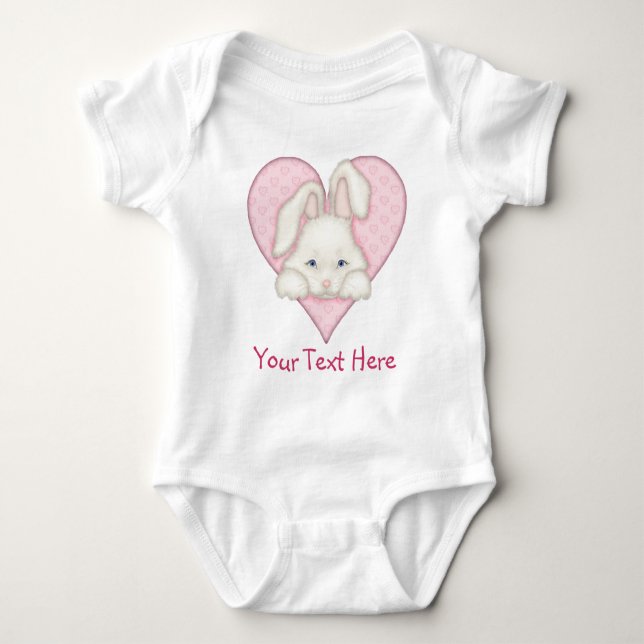 Body Para Bebê Coelhinho Branco - Rosa (Frente)