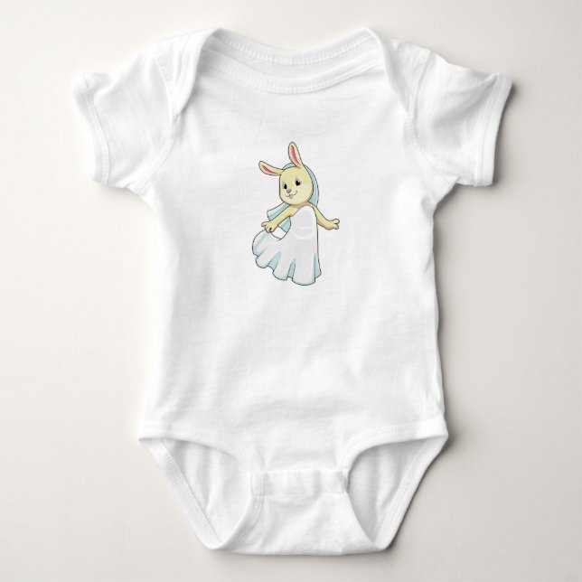 Body Para Bebê Coelhinho como Noiva com Véu (Frente)