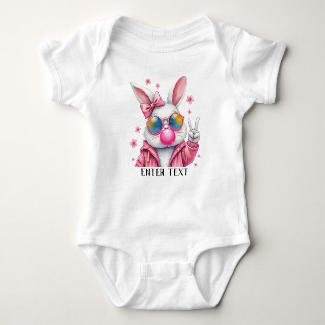 Body Para Bebê Coelhinho De Bebê De Texto Personalizado (Frente)