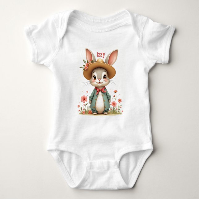 Body Para Bebê Coelhinho de Cinza bonito (Frente)