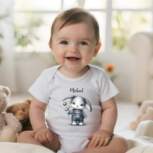 Body Para Bebê Coelhinho De Garoto Whimsic Com Nome