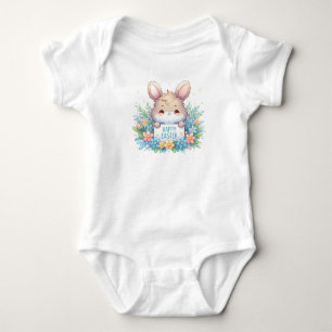 Body Para Bebê Coelhinho de Páscoa bonito com Flores