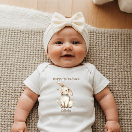 Body Para Bebê Coelhinho Feliz por Estar Aqui Bebê Recém-Nascido