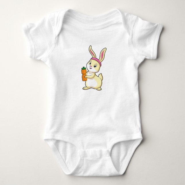 Body Para Bebê Coelhinho na Malhação com garrafa de Bebendo (Frente)