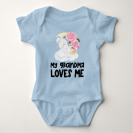 Body Para Bebê Coelhinhos de Rosas Cor-de-Rosa🌹 Minha Avó Me Ama