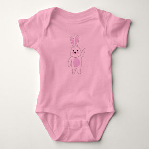 Body Para Bebê Coelho. Branco e rosa