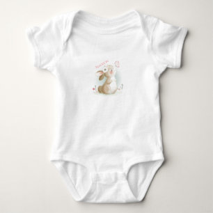 Body Para Bebê Coelho Coelho Personalizado Girassol Rosa Bonito