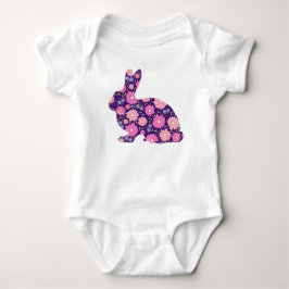 Body Para Bebê Coelho coelho retrô rosa e flores
