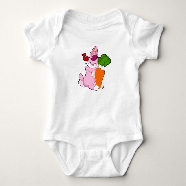 Body Para Bebê Coelho com Cenoura e Coração (Frente)