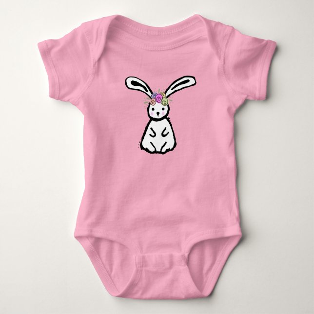 Body Para Bebê Coelho com coroa da flor (Frente)