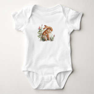 Body Para Bebê Coelho com Flores