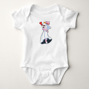 Body Para Bebê Coelho com vestido de noiva e coroa