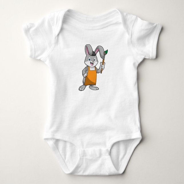 Body Para Bebê Coelho como Pintor com Pincel (Frente)
