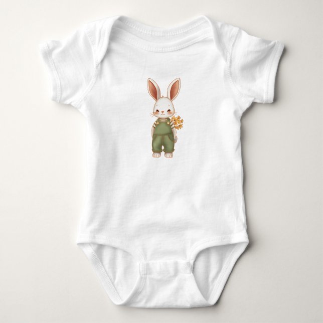 Body Para Bebê Coelho de Surpresa Doce com Flores (Frente)