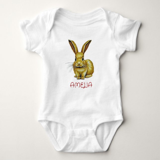 Body Para Bebê Coelho e nome personalizado (Frente)