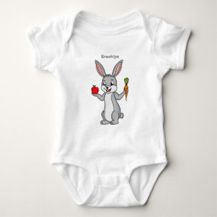 Body Para Bebê Coelho fofo com desenho de vegetais