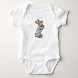 Body Para Bebê Coelho no Cricket com morcego de Cricket
