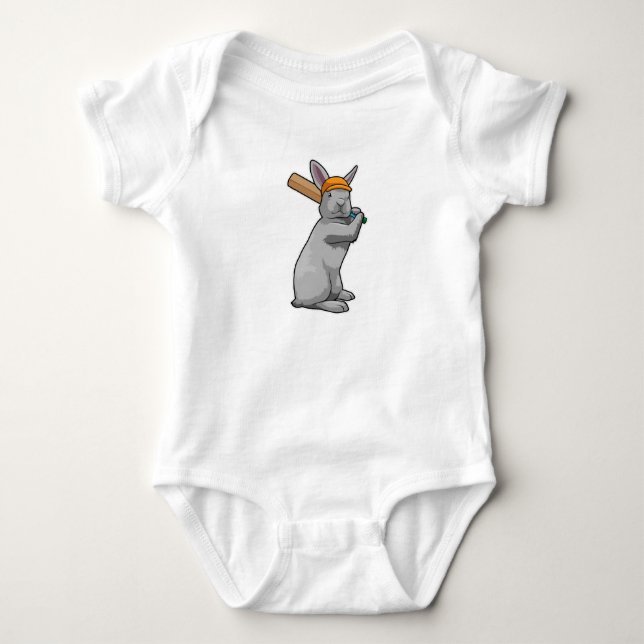 Body Para Bebê Coelho no Cricket com morcego de Cricket (Frente)