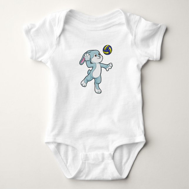 Body Para Bebê Coelho no Esporte com Voleibol (Frente)