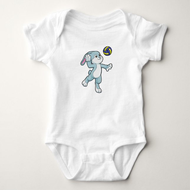 Body Para Bebê Coelho no Esporte com Voleibol (Frente)