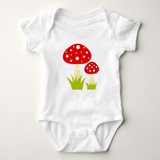 Body Para Bebê Cogumelos de chapéu vermelho venenosos (Frente)