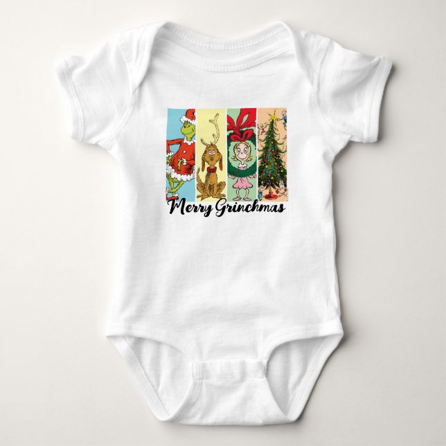Body Para Bebê Colagem de Férias Feliz Grinchmas (Frente)