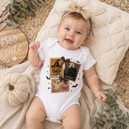 Body Para Bebê Colagem de selos postais vintage de Halloween