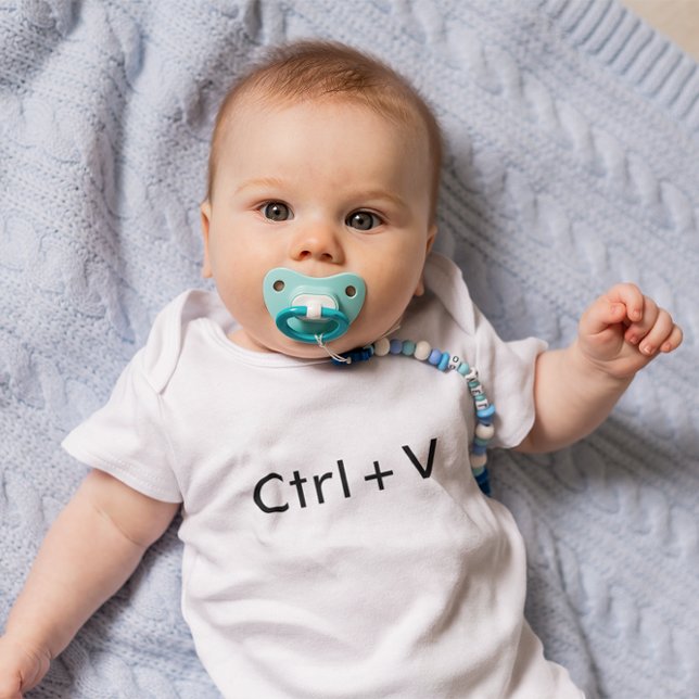 Body Para Bebê Colar Ctrl+V Preto no Branco (Ctrl+V Paste Baby Bodysuit)