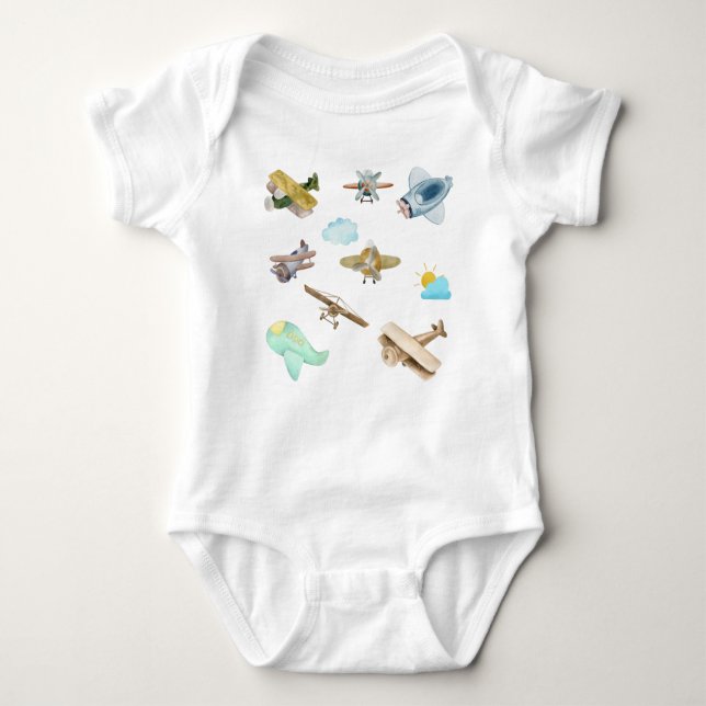 Body Para Bebê Coleção de Aviões Vintage Antigos  (Frente)
