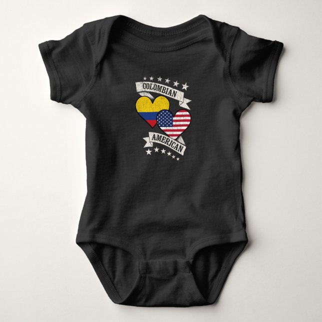 Body Para Bebê Colombiana American Heart Flags Colombia America (Frente)