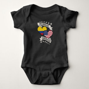 Body Para Bebê Colombiano Americano Bandeiras Coração Colômbia Am