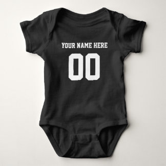Body Para Bebê Color/Nome Personalizado Baby Sports Black Jersey