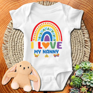 Body Para Bebê Colorido Boho Arco-Íris Eu Amo Minha Babá